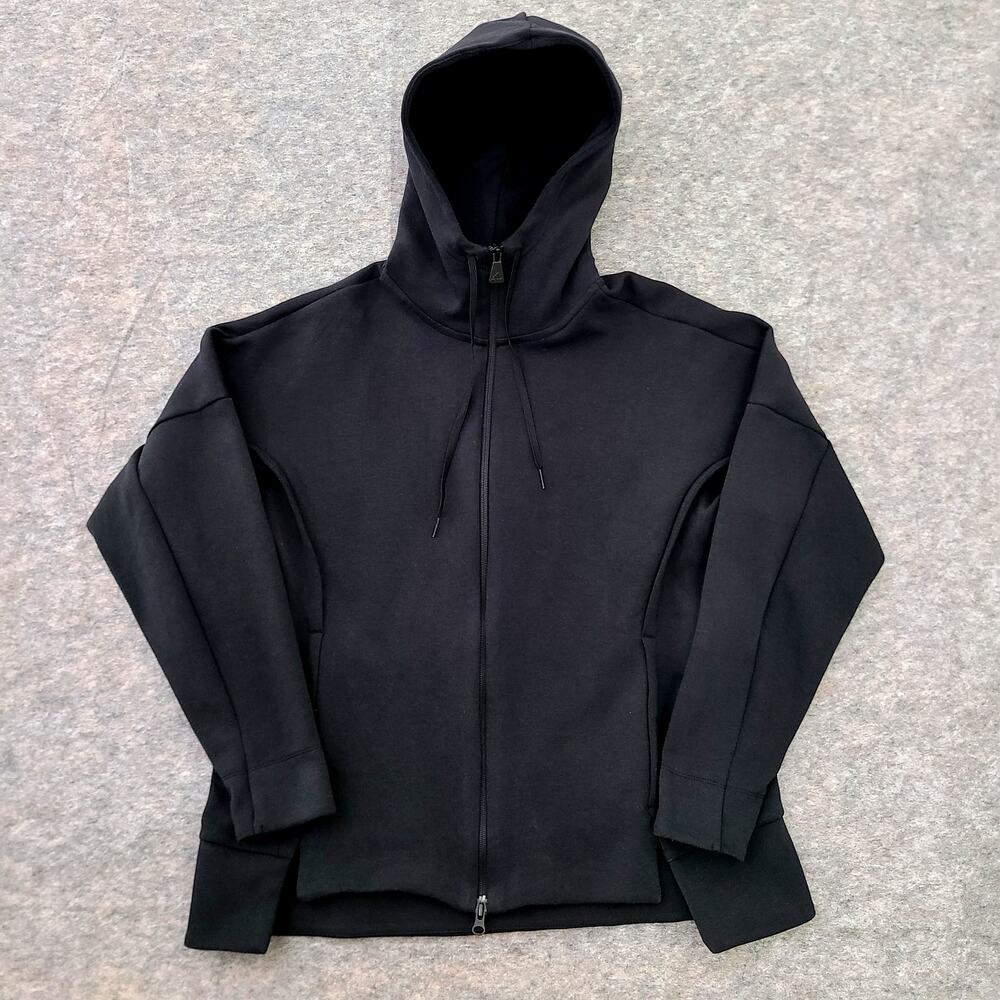 Adidas Hoodie Womens Small Oversized Black Droptail Hem